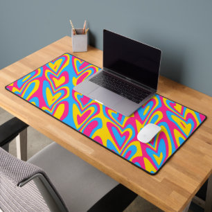 Groovy Trippy Squiggly Quirky Pansexual Pride Desk Mat
