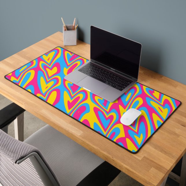 Groovy Trippy Squiggly Quirky Pansexual Pride  Desk Mat (Office 2)