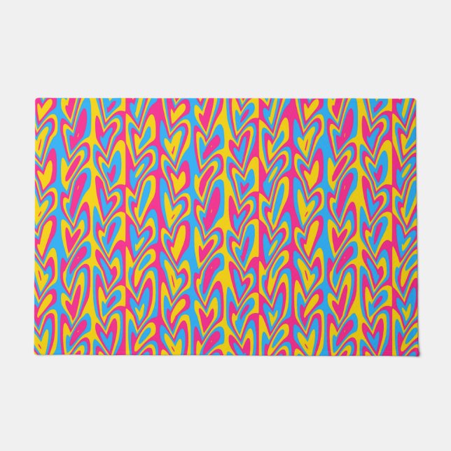 Groovy Trippy Squiggly Quirky Pansexual Pride  Doormat (Front)