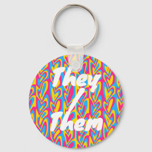 Groovy Trippy Squiggly Quirky Pansexual Pride Key Ring