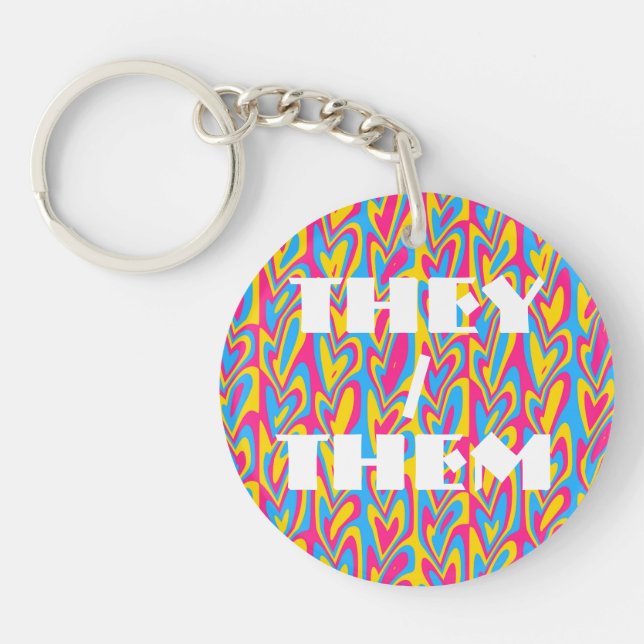 Groovy Trippy Squiggly Quirky Pansexual Pride  Key Ring (Front)
