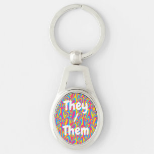 Groovy Trippy Squiggly Quirky Pansexual Pride Key Ring