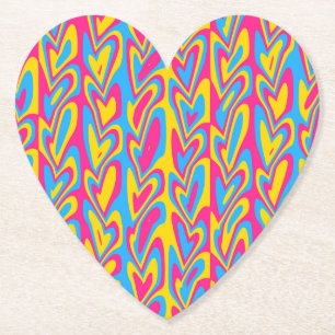 Groovy Trippy Squiggly Quirky Pansexual Pride  Paper Coaster