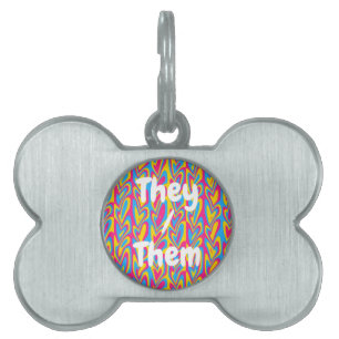 Groovy Trippy Squiggly Quirky Pansexual Pride  Pet ID Tag
