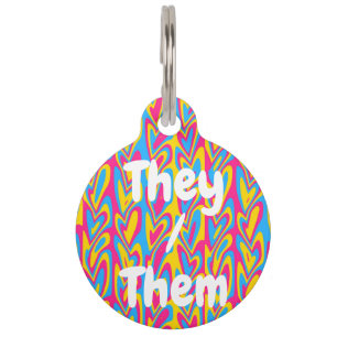 Groovy Trippy Squiggly Quirky Pansexual Pride  Pet Tag