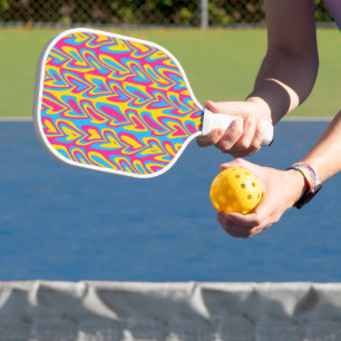 Groovy Trippy Squiggly Quirky Pansexual Pride Pickleball Paddle
