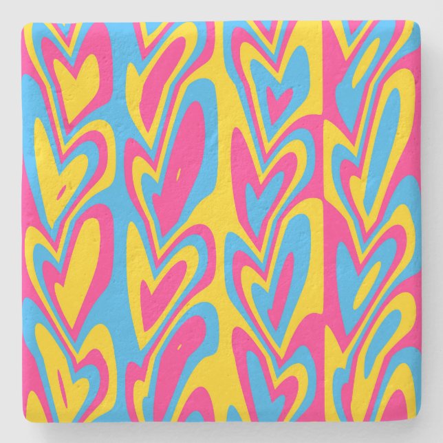 Groovy Trippy Squiggly Quirky Pansexual Pride  Stone Coaster (Front)