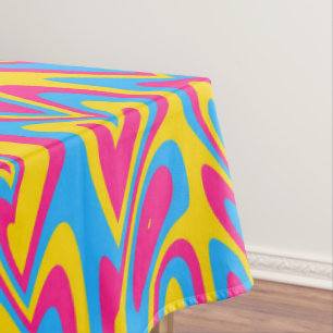 Groovy Trippy Squiggly Quirky Pansexual Pride Tablecloth