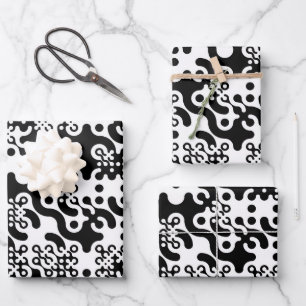 Groovy Trippy Truchet Tiles Wrapping Paper Sheet