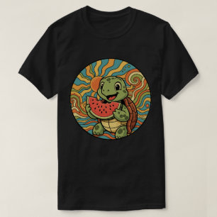 Groovy Turtle Eating Watermelon - Summer Vibes T-Shirt