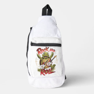 Groovy Turtle Rocking Out Rock And Roll Sling Bag