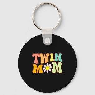Groovy Twin Mama Funny Mother's Day For New Mom Of Key Ring