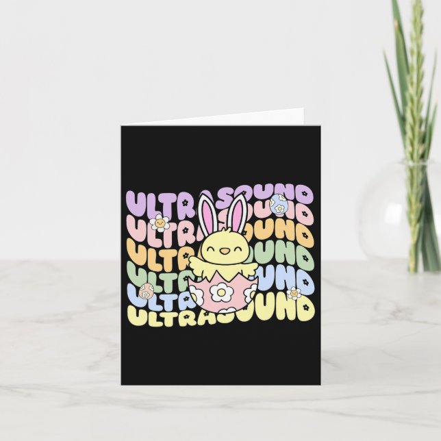 Groovy Ultrasound Tech Bunny Chick Eggs Easter Son Card (Front)