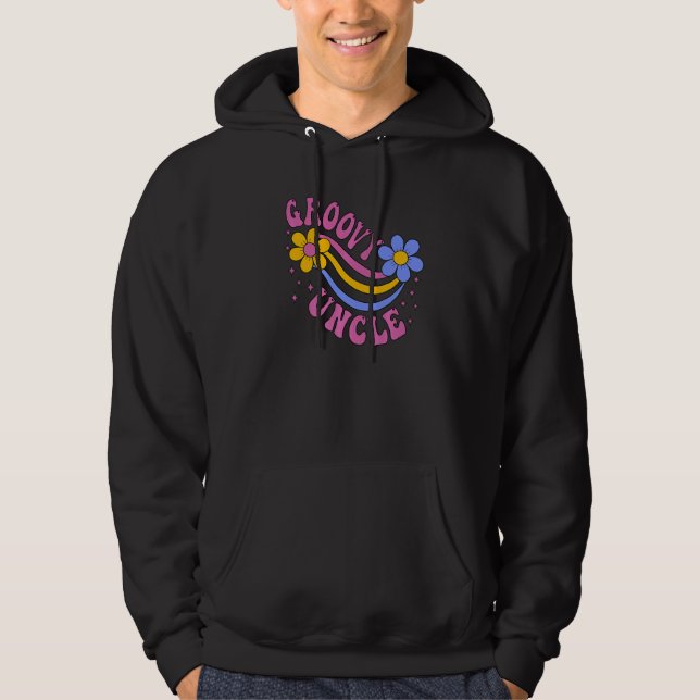 Groovy Uncle 70s Aesthetic Nostalgia 1970's Retro  Hoodie (Front)