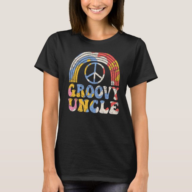Groovy Uncle 70s Aesthetic Nostalgia 1970's Retro  T-Shirt (Front)