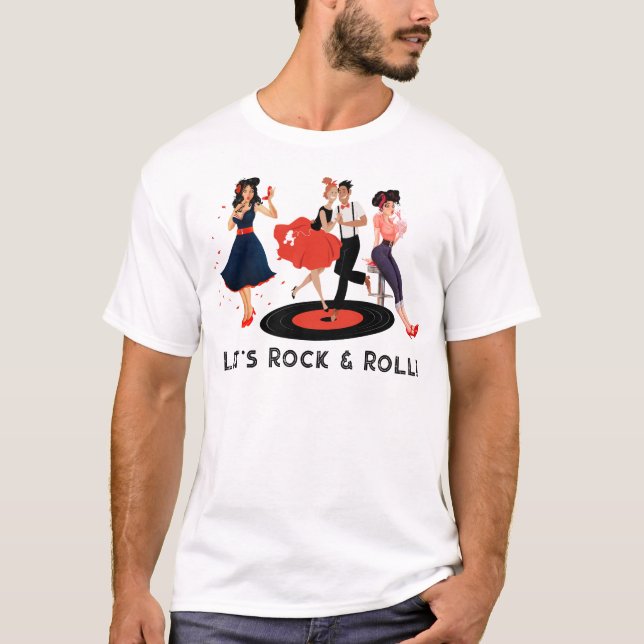 Groovy unisex retro 1950s rock & roll T-Shirt (Front)
