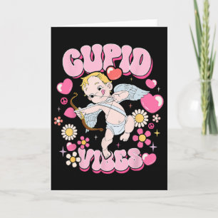 Groovy Valentine Cupid Vibes Happy V Day Couple Bo Card