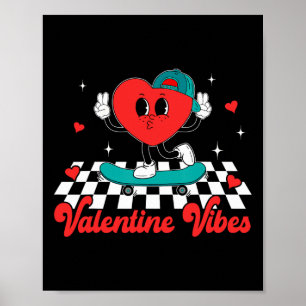 Groovy Valentine Vibes Cute Heart For Boys Couple Poster