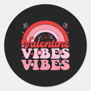 Groovy Valentine Vibes Cute Heart Rainbow Valentin Classic Round Sticker