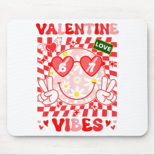 Groovy Valentine Vibes Happy Valentine's Day Girl  Mouse Pad