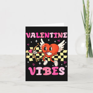 Groovy Valentine Vibes Heart Cud Women Men  Card