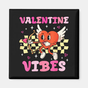 Groovy Valentine Vibes Heart Cud Women Men  Magnet