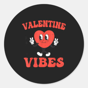 Groovy Valentine Vibes Heart Peace Valentines Day  Classic Round Sticker