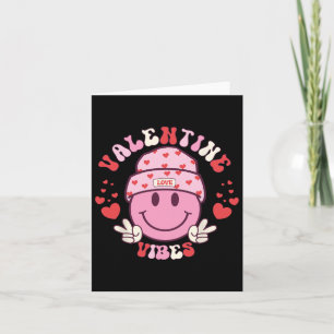 Groovy Valentine Vibes Smile Face Valentines Day G Card