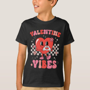 Groovy Valentine Vibes Valentines Day Girls Women T-Shirt