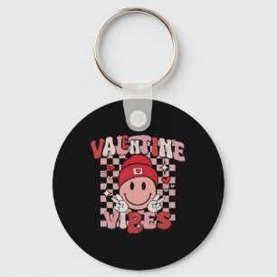 Groovy Valentine Vibes Valentines Day Shirt Kids G Key Ring
