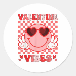 Groovy Valentine Vibes Valentines Day Shirts For G Classic Round Sticker