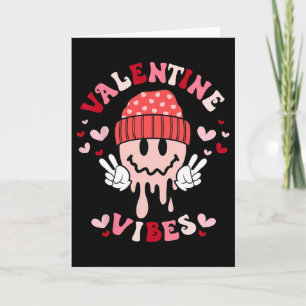 Groovy Valentine Vibes Valentines Day Smile Face G Card