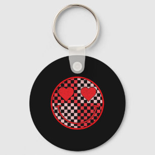 Groovy Valentines Day Heart Smile Valentine Vibes  Key Ring