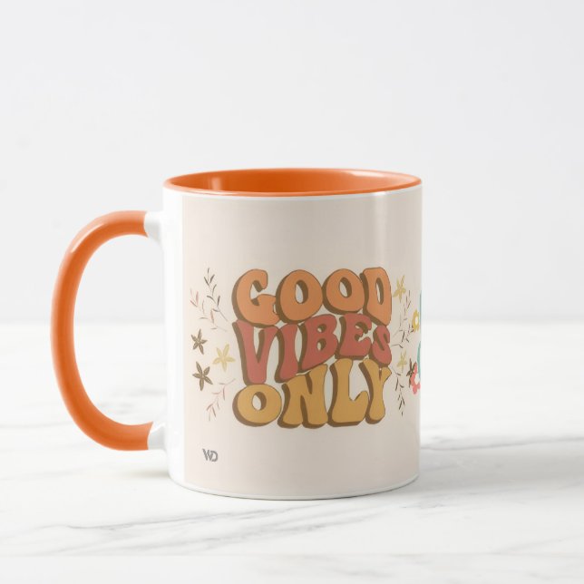 Groovy vibes and Peace Sign Design mug (Left)