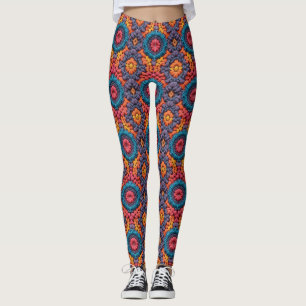 Groovy Vibes Crochet Bright Vibrant Colours Boho  Leggings