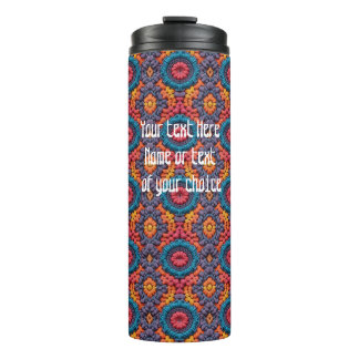 Groovy Vibes Crochet Customise Name Colours Boho  Thermal Tumbler