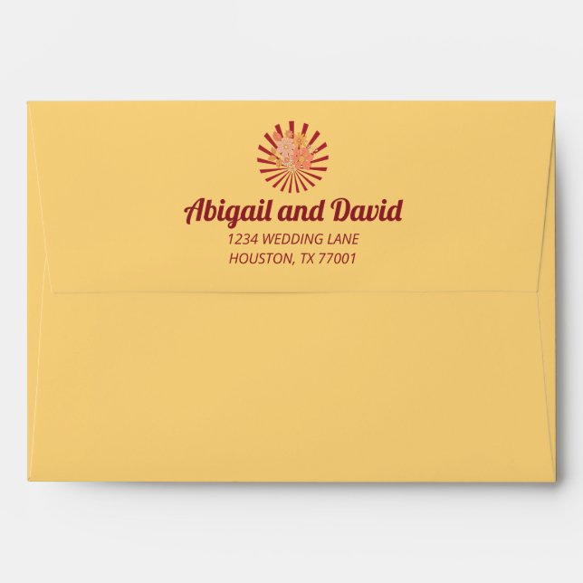 Groovy Vibes Retro Wedding Vintage Envelope (Back (Top Flap))