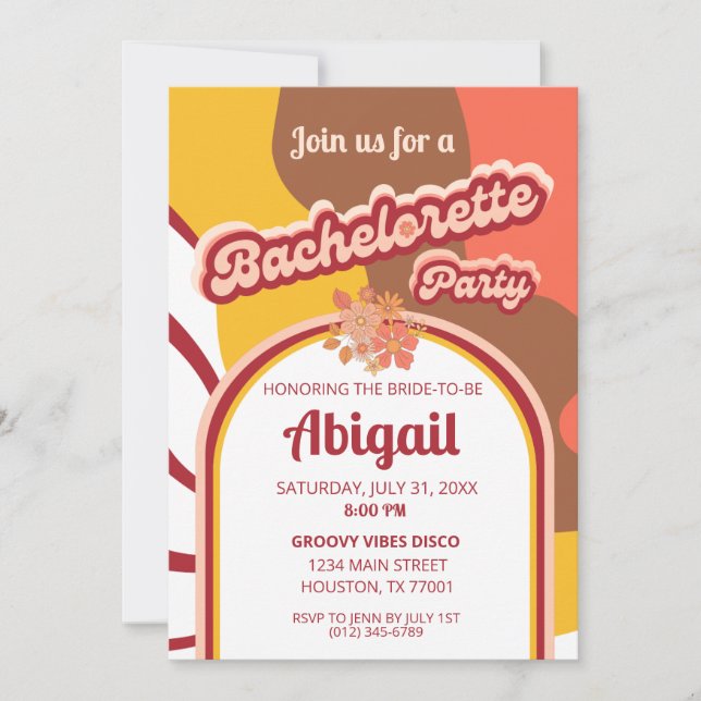 Groovy Vibes Retro Wedding Vintage Invitation (Front)