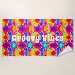 Groovy Vibes Tie Dye Customisable Beach Towel