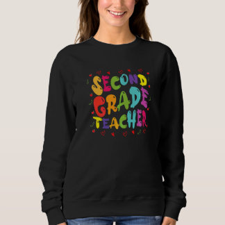 Groovy Vintage 2nd Second Grade Teacher Back To Sc Sweatshirt