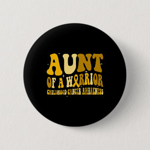 Groovy Vintage Childhood Cancer Awareness Aunt Of  6 Cm Round Badge