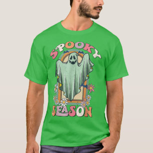 Groovy Vintage Floral Ghost Cute Halloween Spooky T-Shirt