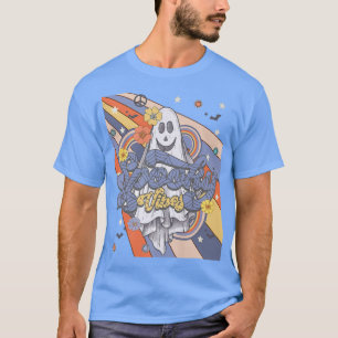 Groovy Vintage Floral Ghost Hippie Halloween Spook T-Shirt