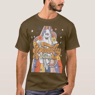 Groovy Vintage Floral Ghost Hippie Halloween Spook T-Shirt