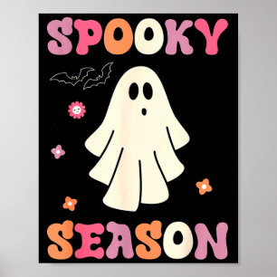 Groovy vintage ghost cute halloween spooky season poster