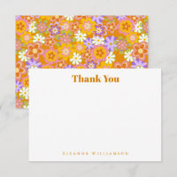 Groovy Vintage Orange Floral Shower Custom Flat