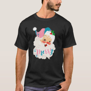 Groovy Vintage Pink Santa Retro Merry Christmas Wo T-Shirt