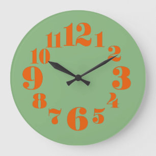 Groovy Vintage/Retro 1970s Orange and Green Large Clock