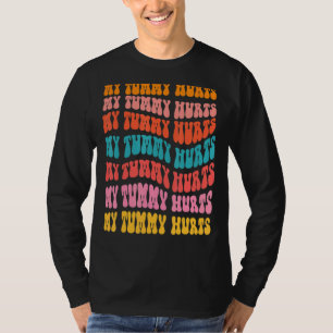 Groovy Vintage Tummy Ache Survivor My Tummy Hurts T-Shirt