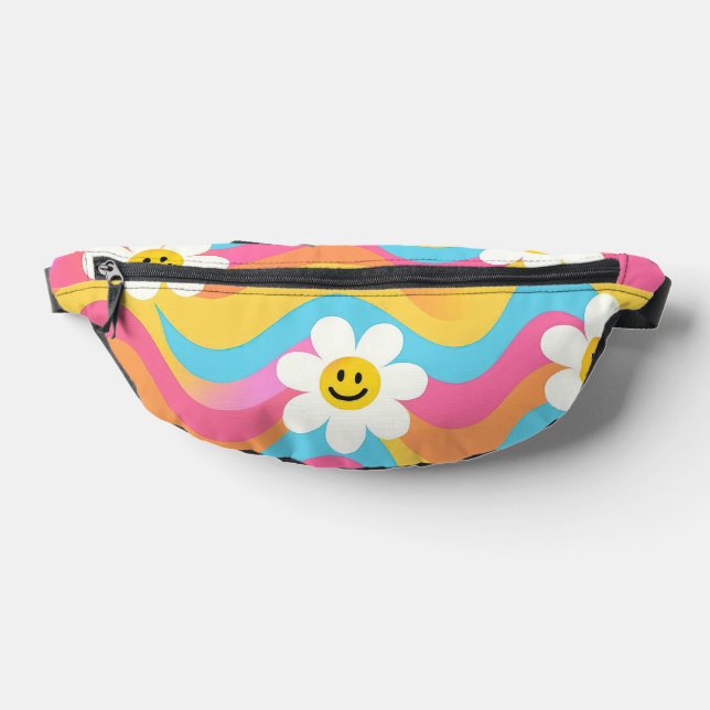 Groovy Wavy Smiley Flower Retro Bum Bags (Lay Down)